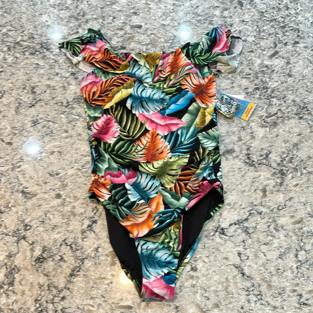 Swim Solutions Off Shoulder Tummy Control One Piece NWT 16 - Picture 3 of 12